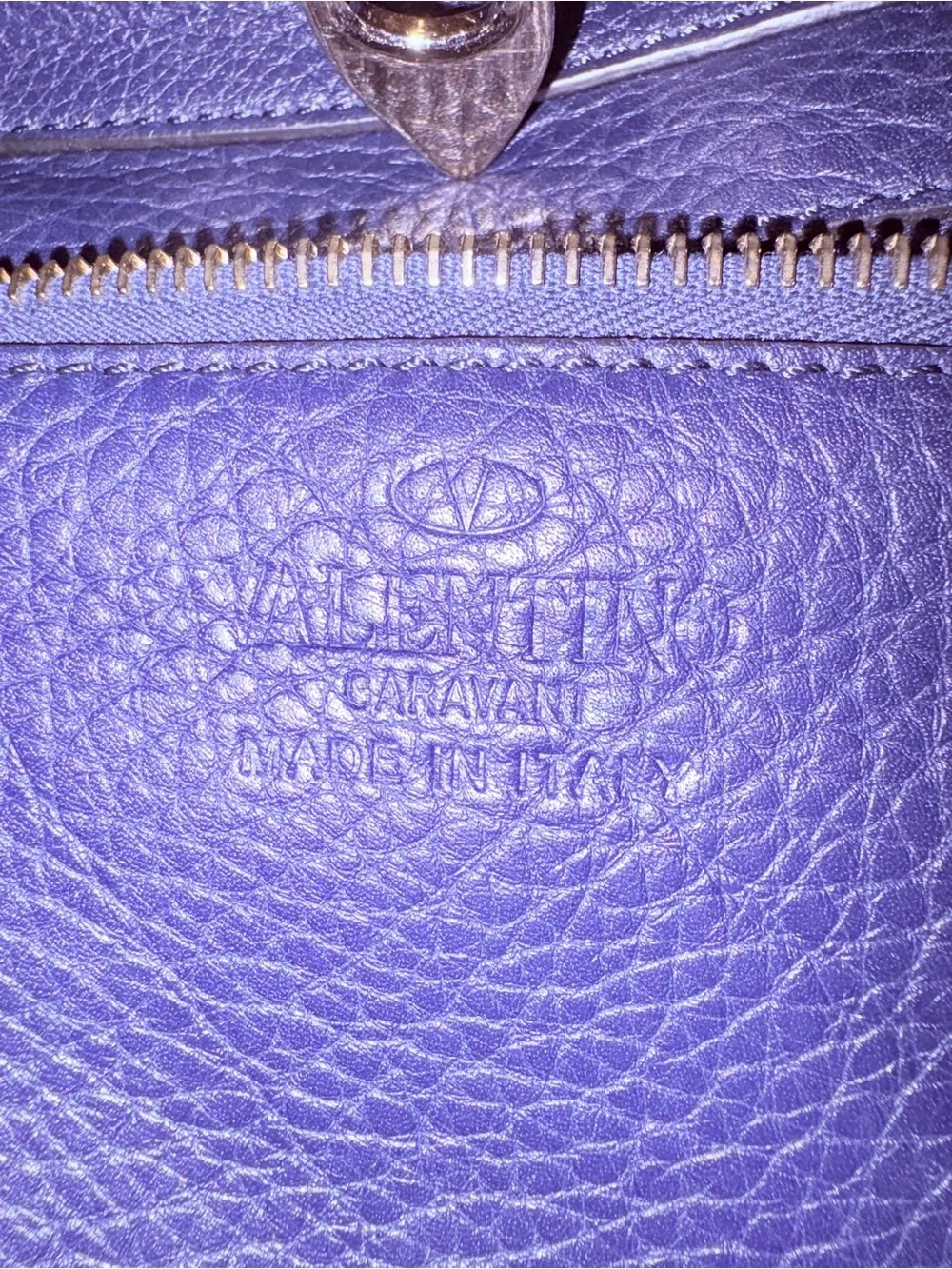 Valentino Garavani Rockstud Navy Pebbled Calfskin Flip-Lock Messenger / Hobo